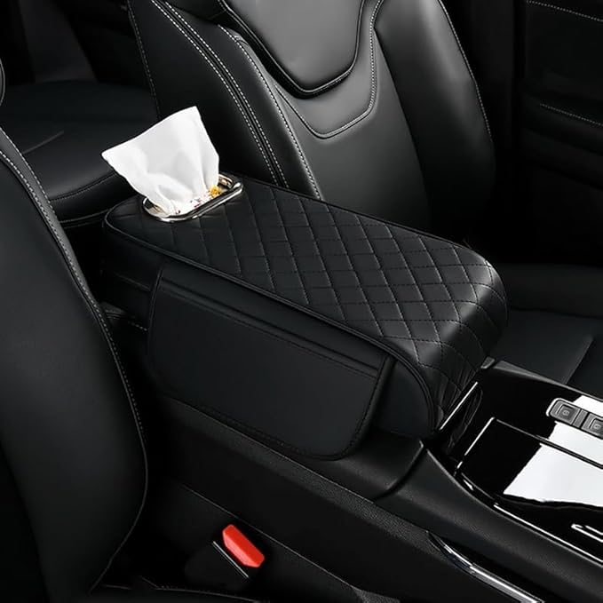 Car Armrest Cushion for Mercedes Benz GLS 320 350d 400d 450 550 580 600/AMG 63, 3 in 1 Center Console Pad with Storage Bags,Tissue Box, Memory Foam Auto Armrest Storage Box Protector