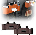 asfanst 3-in-1 Car Backseat Organizer with Cup Holder, Tissue Box, and Hooks, Multifunctional Back Seat Storage for Phones, Snacks, Drinks, and Handbags (2, Brown)