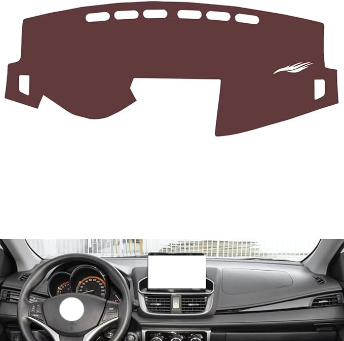 generic leather dashboard cover Compatible with Toyota Yaris LX 2020-2022，dash cover, Non-Slip Dash Cover, Dash mat Dashboard Cover, Interior Dash Covers, brown