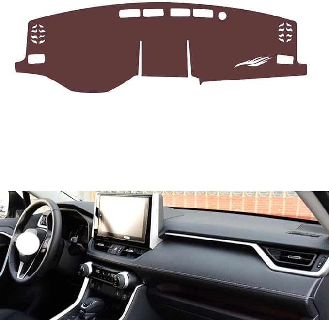 generic leather dashboard cover Compatible with Toyota RAV4 (thick screen 2020，dash cover, Non-Slip Dash Cover, Dash mat Dashboard Cover, Interior Dash Covers, brown