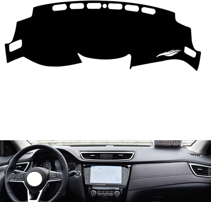 leather dashboard cover Compatible with Nissan NEW Qashqai 2016-2022，dash cover（black）