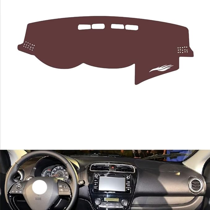 Leather Dashboard Cover Compatible with Mitshubishi Triton 2016-2019,Dash Board Cover mat Anti-Slip Sun-Proof and dust-Proof(Brown)