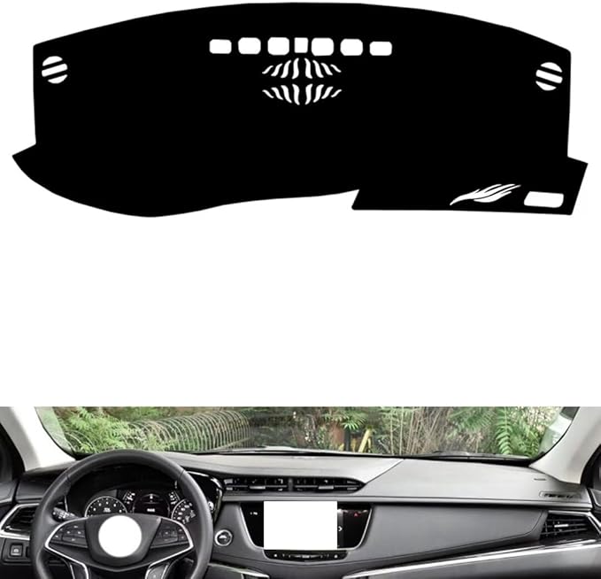 Leather Dashboard Cover Compatible with Cadillac XT5（No Warning Light） 2016-2024，Dash Cover（Black）