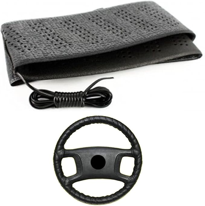 Black Lace-On Steering Wheel Cover Grip Classic Stretch Accessory Auto Vehicle