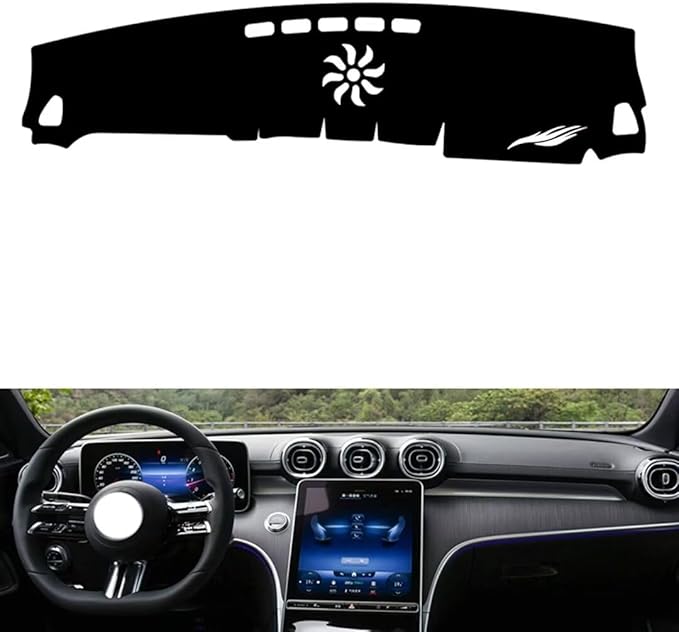 Leather Dashboard Cover Compatible with Mercedes GLC(NO HUD) 2023-2025，Dash Cover（Black）