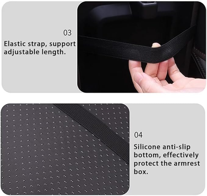Car Armrest Box Pad for Infiniti QX60/Q50L/QX50/QX55/Q60 Leather Car Armrest Box Cushion Waterproof Center Console Mat Armrest Mat Armrest Cover Accessories,Red-Without Storage Bag