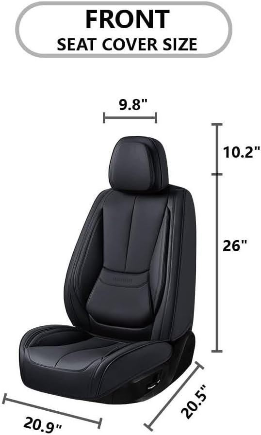 truckerset Car Seat Covers, Leather Seat Covers for Cars Full Set, Waterproof and Breathable Suitable for Most SUV/Truck/Sedan/Automotive 2 Pack (Black)