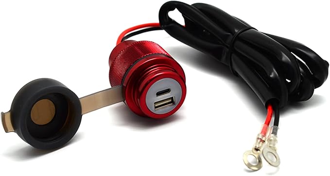 Cliff Top 12V USB Outlet 12V Outlet USB 12 V Outlet 36W PD USB-C and QC 3.0 Magnetic Power Switch Boat USB Charging Port Waterproof 12V Multi Port Outlet - Prevent Battery Drain - Red