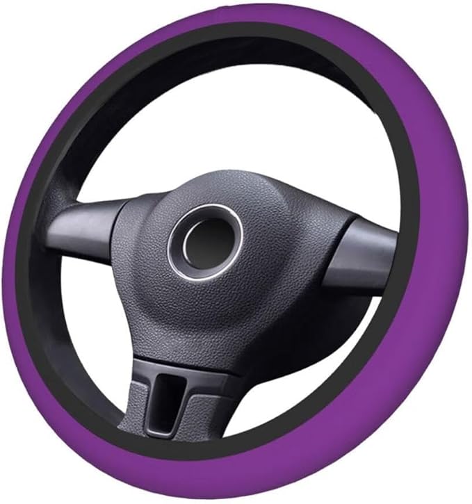 Elastic Stretch Steering Wheel Cover,Warm in Winter and Cool in Summer, Car Universal 15 inch, Microfiber Breathable Ice Silk, Anti-Slip, Odorless, Easy Carry,Purple