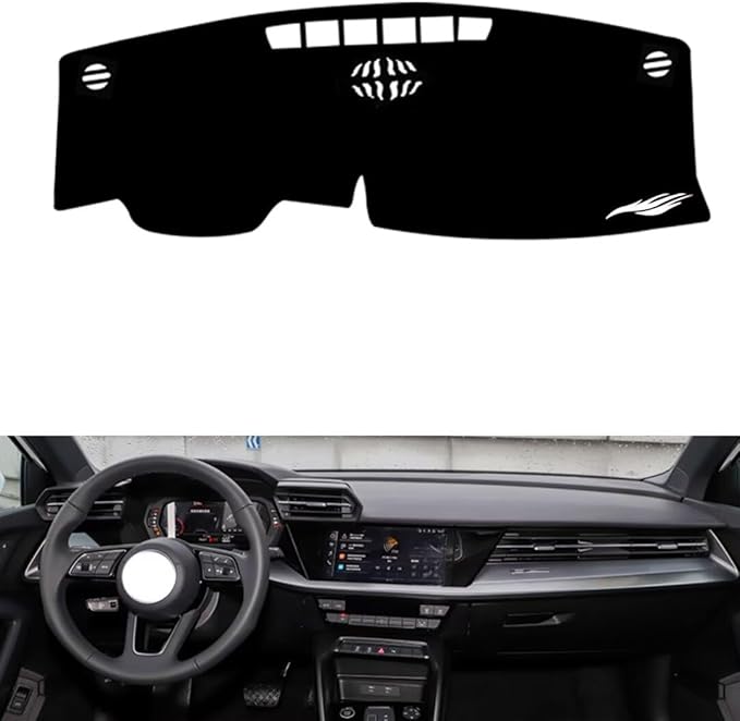 leather dashboard cover Compatible with Audi A3 2021-2024，dash cover（black）