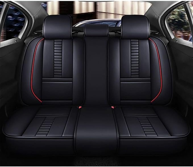 Niscarda Full Coverage 5 Car Seat Covers for Volkswagen Taos 2022-2024, Non-Slip Front and Rear Split Bench Seat Cushion Waterproof Seat Cover Accessories (Black and Red, Full Set)