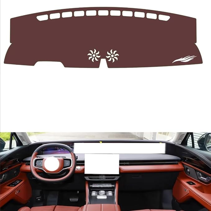 Leather Dashboard Cover Compatible with Lincoln Nautilus 2023-2026,Dash Board Cover mat Anti-Slip Sun-Proof and dust-Proof(Brown)