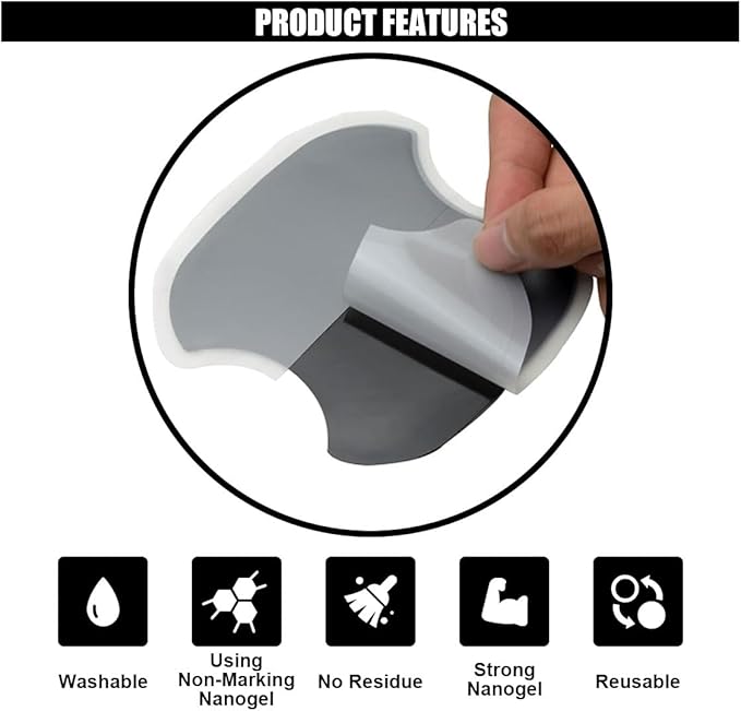 4PCS Car Door Handle Cup Scratch Protectors, TPU Carbon Fiber Door Bowl 3D Sticker, Universal Door Handle Protective Film for Most Cars (Medium)