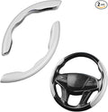 Car Steering Wheel Cover, Carbon Fiber PU Leather Segmented Steering Wheels Protector, Breathable Anti Slip Durable Auto Interior Accessories for Women Men (Carbon Fiber White)