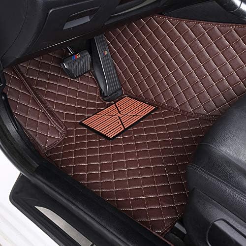 Custom Floor Mats for Cars fit 95% Sedan SUV Sports Car Full Coverage All Weather Men Women Pads Protection Non-Slip Leather Floor Liners (Black and Blue Stitching)