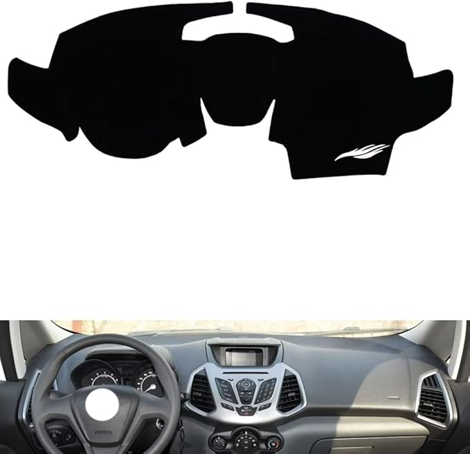 leather dashboard cover Compatible with FORD Ecosport（No navigation） 2013-2017，dash cover（black）