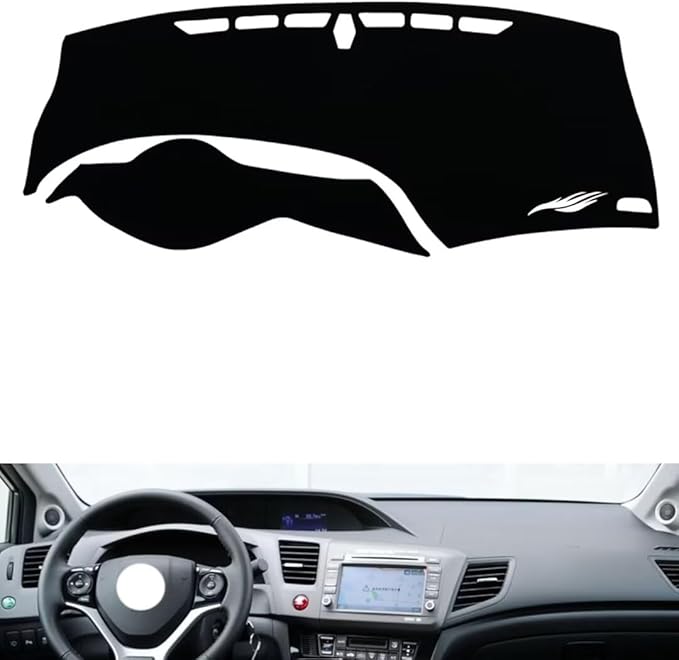 leather dashboard cover Compatible with HONDA CIVIC 2012-2014，dash cover（black）