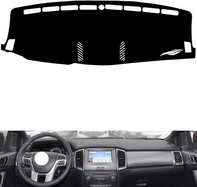 leather dashboard cover Compatible with Ford everest (no speakers)，dash cover（black）