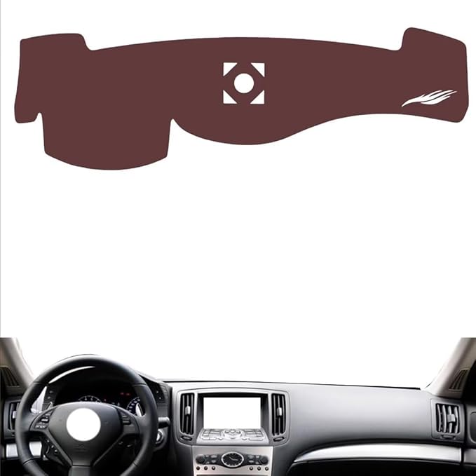 Leather Dashboard Cover Compatible with Infiniti G25 Series 2007-2013,Dash Board Cover mat Anti-Slip Sun-Proof and dust-Proof(Brown)
