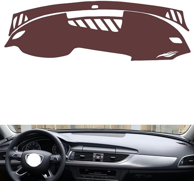 Leather Dashboard Cover Compatible with Audi A6L 2012-2018,Dash Board Cover mat Anti-Slip Sun-Proof and dust-Proof(Brown)