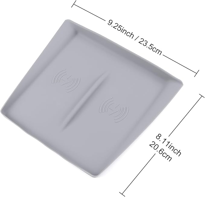 for 2024 Tesla Model 3 2025 Model Y Wireless Charging Anti-Slip Mat Silicone Protective Pad for Tesla Accessories (Grey)