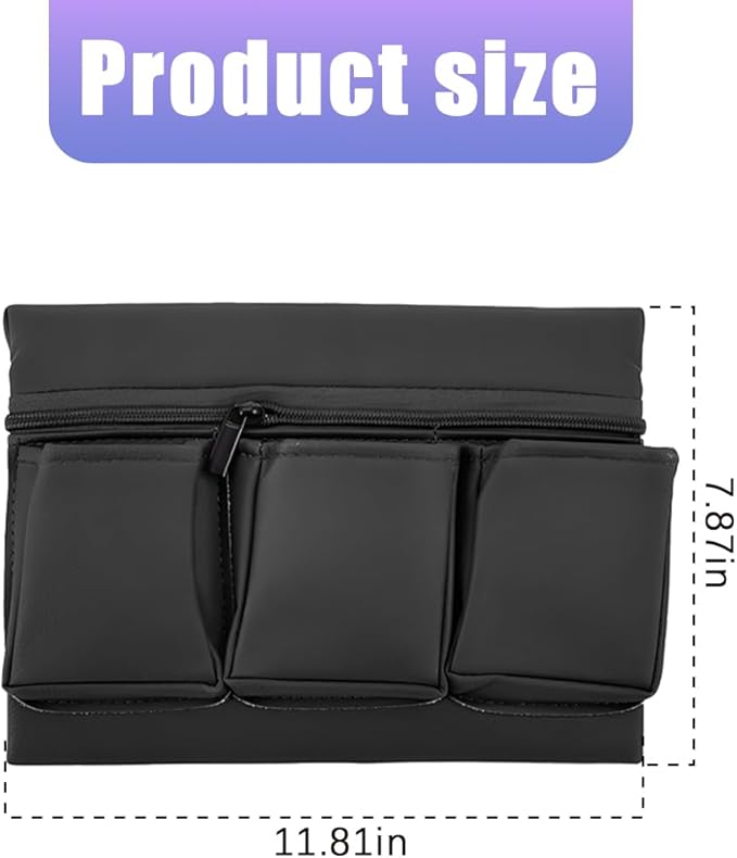 Mandark Car Window Armrest Storage Box, Leather Vehicle Side Door Organizer with Multiple Pockets, Comfortable Automotive Arm Elbow Rest Pad Bag Accessories, Universal for Most Cars (Black)
