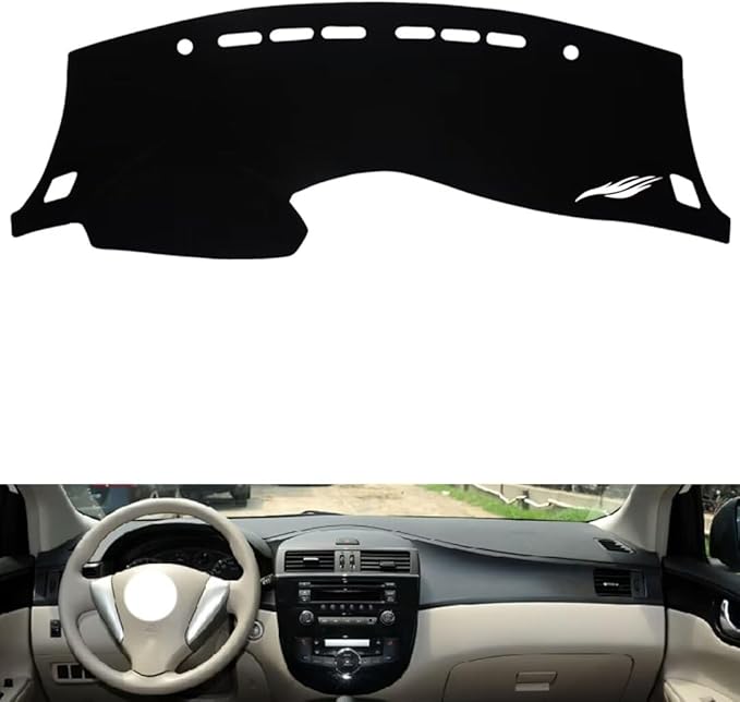 leather dashboard cover Compatible with Nissan Tiida（Half covered） 2011-2015，dash cover（black）