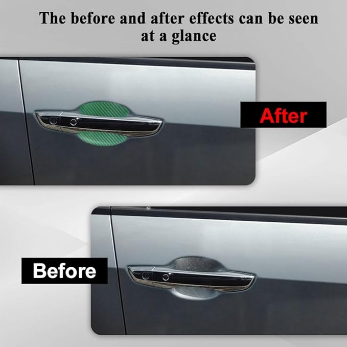 4PCS Car Door Handle Cup Scratch Protector, Car Door Handle Sticker, Scratch Auto Door Protective Film, Car Accessories Car Door Handle Protective Films Universal for Cars (Green, 4PCS)