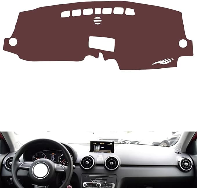 Leather Dashboard Cover Compatible with Audi A1,Dash Board Cover mat Anti-Slip Sun-Proof and dust-Proof(Brown)