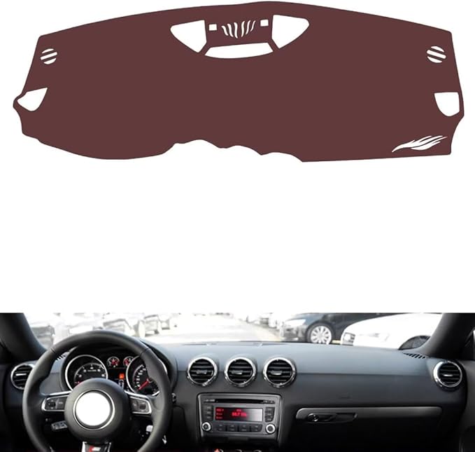 Leather Dashboard Cover Compatible with Audi TT 2008-2014,Dash Board Cover mat Anti-Slip Sun-Proof and dust-Proof(Brown)