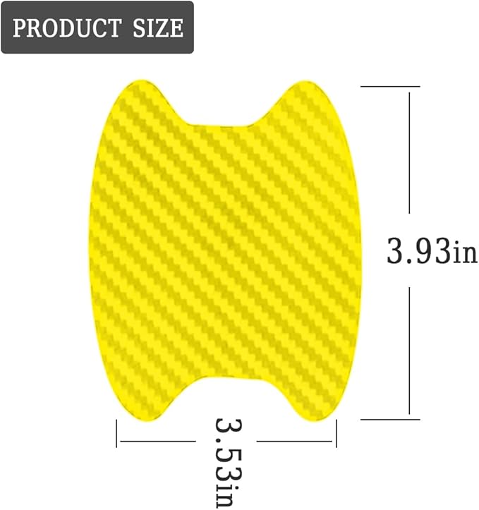8PCS Car Door Handle Sticker, Carbon Fiber Anti-Scratches Car Door Cup Protector, Non-Marking Auto Door Handle Protective Film, Self-Adhesive Door Side Paint Protector for All Cars (Yellow/8PCS)