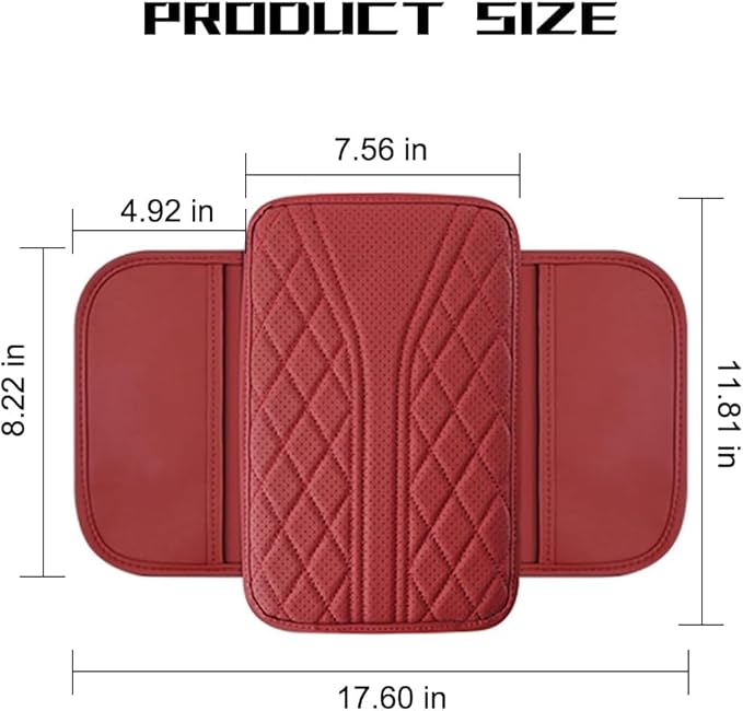Car Center Console Cover, Microfiber Leather Armrest Cover with Storage Bags & Handmade Stitching, Universal Fit for Most Cars, SUVs, Sedans, Trucks, Auto Interior Accessories Protector
