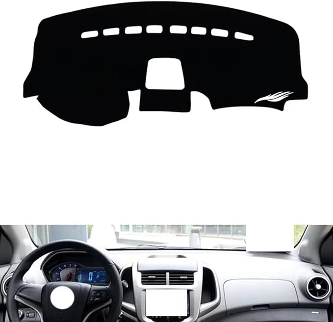 leather dashboard cover Compatible with Chevy Aveo 2014，dash cover（black）