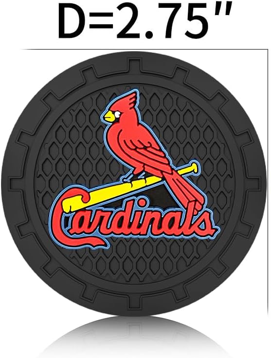 Silicone Cardinals Car Cup Holder Coasters,Baseball Fans Car Coasters for St. Louis Cardinals Fans, Non-Slip Universal Fit Cup Holder Insert