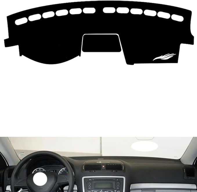 leather dashboard cover Compatible with SkodaSkoda Octavia 2007-2014，dash cover（black）