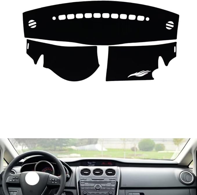 Leather Dashboard Cover Compatible with Mazda CX-7 2010-2016，Dash Cover（Black）