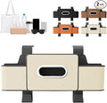 Back Seat Car Organizer,3 in 1 Car Backseat Storage Box with Cup Holder,Tissue Box,Trash Bin&Hooks,Multifunctional Waterproof Storage for Hold Phones Snacks Drinks Handbags (2, White)