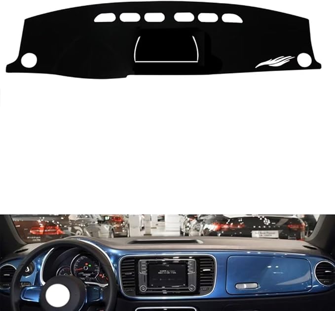 leather dashboard cover Compatible with VW Beetle（storage box） 2012-2019，dash cover（black）