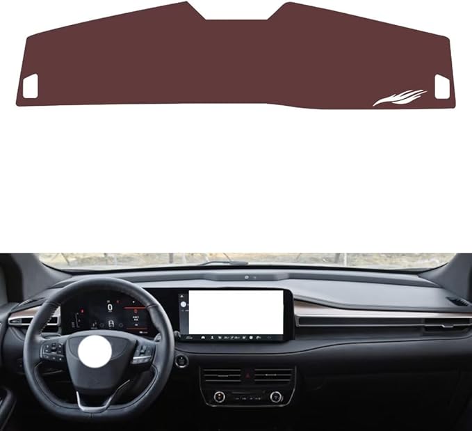 Leather Dashboard Cover Compatible with Ford Edge Plus（Half Covered） 2021-2022，Dash Cover, Non-Slip Dash Cover, Dash mat Dashboard Cover, Interior Dash Covers