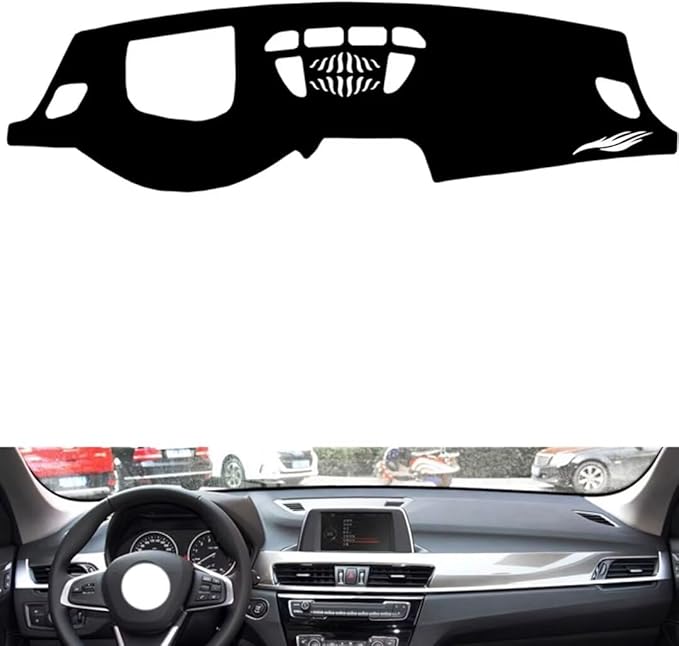 leather dashboard cover Compatible with BMW X2（HUD、speaker） 2016-2023，dash cover（black）