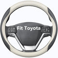 HAOTULE Nappa Leather Slim Stylish Steering Wheel Cover,for Toyota Steering Wheel Cover Interior Conversion (White)