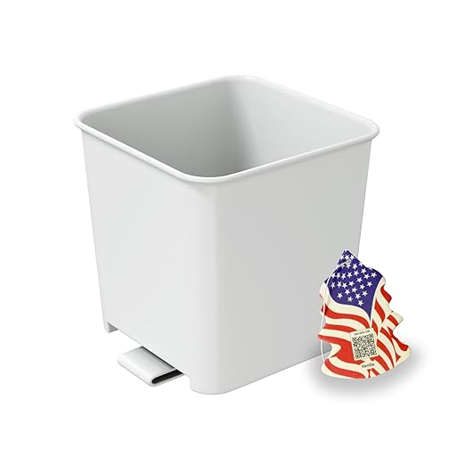 HAUSSIMPLE Car Trash Can Waterproof Vehicle Garbage Bin, Leakproof Anti Slip Floor Mat Clip Trash Bag Holder for Car, Truck, SUV, Van Portable Auto Trash Container with Stability Clips (White, Small)