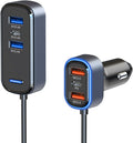 75.5W 6-Port Multiport Car Charger, PD Fast USB B C Car Charger for Multiple Devices,Cigarette Lighter Adapter Car Travel Essentials for Road Trips with 5FT Cable,Car Accessories for Smartphone
