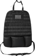 Tactical Molle Car Seat Back Organizer, Vehicle Panel Car Seat Back Cover Protector with 5 Storage Pouch, Universal Backseat Storage Organizer with USA Flag Patch for Car SUV Truck MPV (Black-1 Pc)