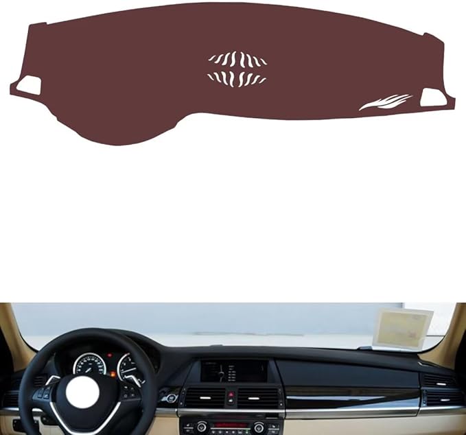 Leather Dashboard Cover Compatible with BMW X6（NO HUD） 2008-2013,Dash Board Cover mat Anti-Slip Sun-Proof and dust-Proof(Brown)