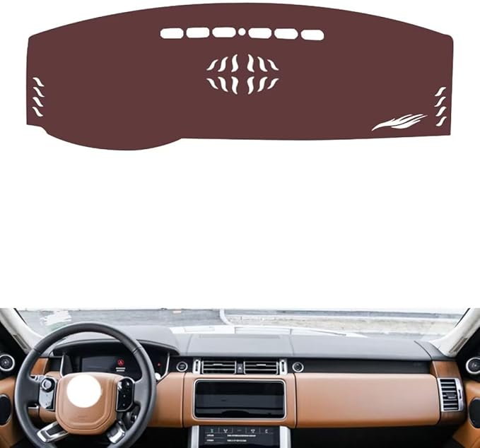 Leather Dashboard Cover Compatible with LR Range Rover Sport 2014-2022,Dash Board Cover mat Anti-Slip Sun-Proof and dust-Proof(Brown)