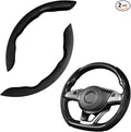 Car Steering Wheel Cover, Microfiber Suede Leather and Carbon Fiber Double Sided Design, Warm in Winter and Cool in Summer, Breathable Non Slip Segmented Protector for Most Cars (Turn Fur/Black)