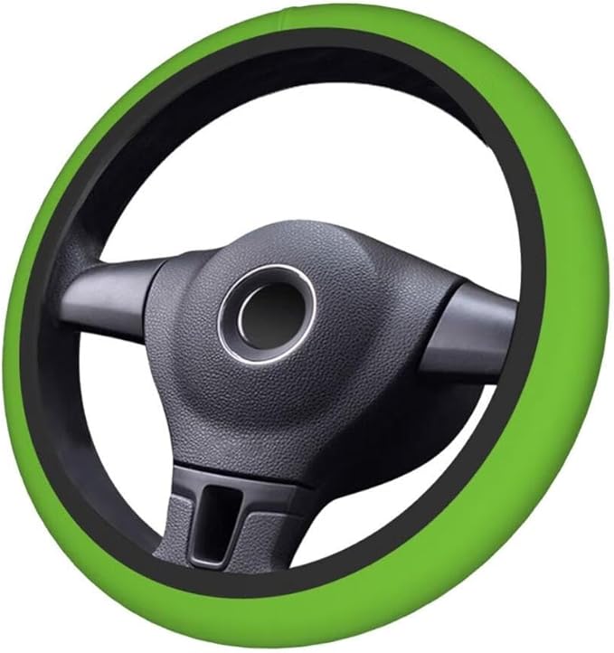 Elastic Stretch Steering Wheel Cover,Warm in Winter and Cool in Summer, Car Universal 15 inch, Microfiber Breathable Ice Silk, Anti-Slip, Odorless, Easy Carry,Green