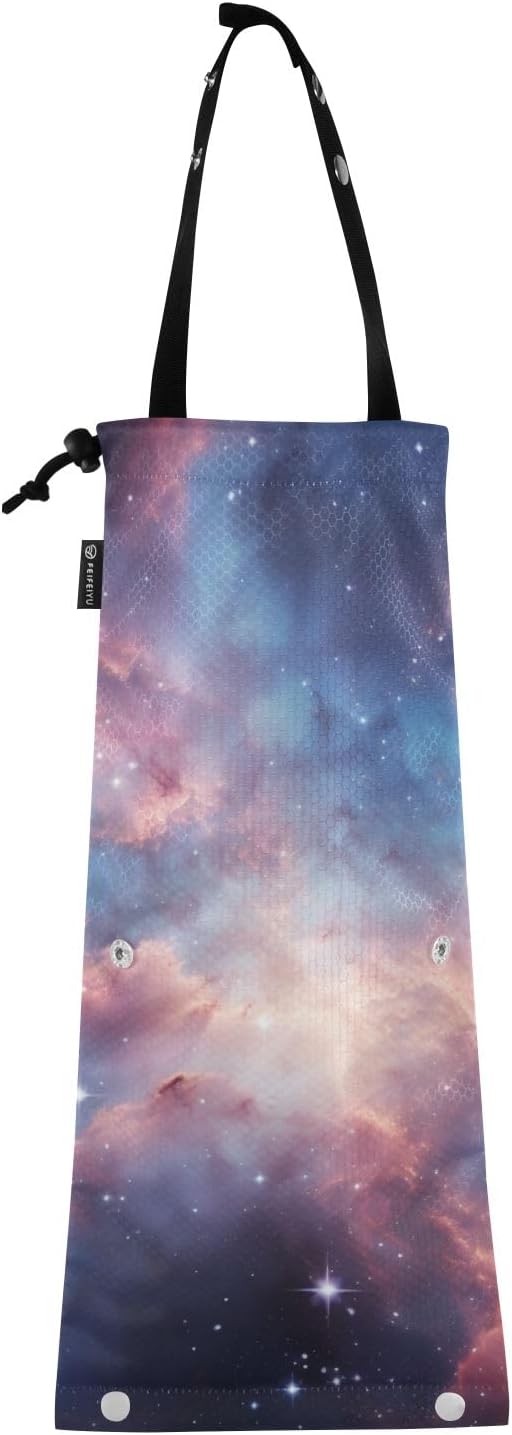 ALAZA Hanging Car Trash Bags Garbage Bag Trash Can for Back Seat Small Nebula 2 Washable Storage Bag Retractable 2 Pack