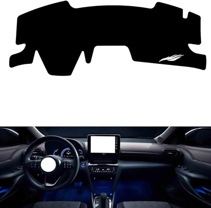 Leather Dashboard Cover Compatible with Toyota Yaris Cross（No HUD） 2020-2022，Dash Cover（Black）